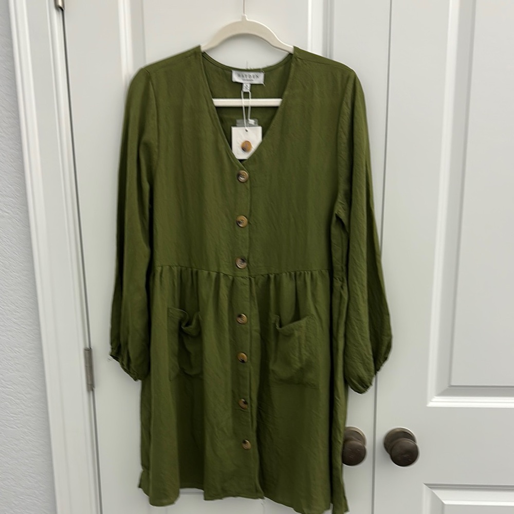 Hayden Olive Green V-Neck Dress